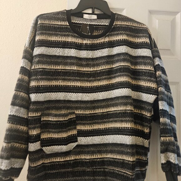 Pullover tight knit Black Grey Oatmeal Granpa Comfy Unisex sweater pocket L - Picture 1 of 11